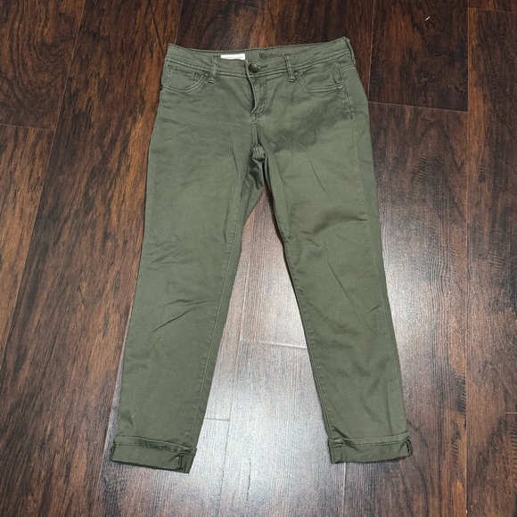 Kut From Cloth Catherine Slim Boyfriend Crop Capri Pants Army Green Size 4 EUC - Picture 2 of 12